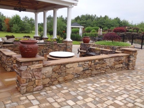 Custom Fire Pit & Seating Wall in Annapolis, MD.